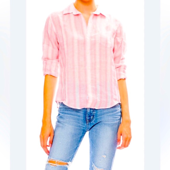 NWOT - FRANK & EILEEN Barry striped linen shirt - Picture 3 of 7